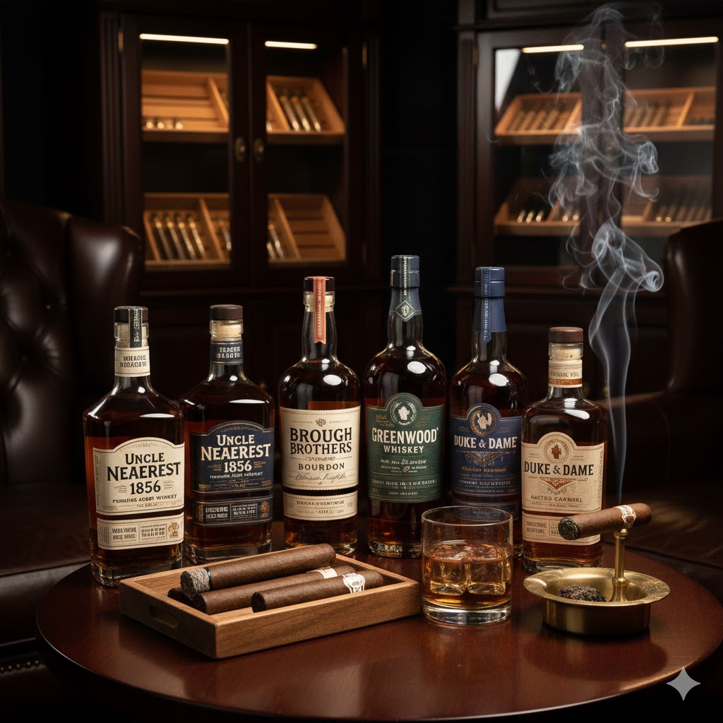 Premium whiskey and pairing flight in a private lounge