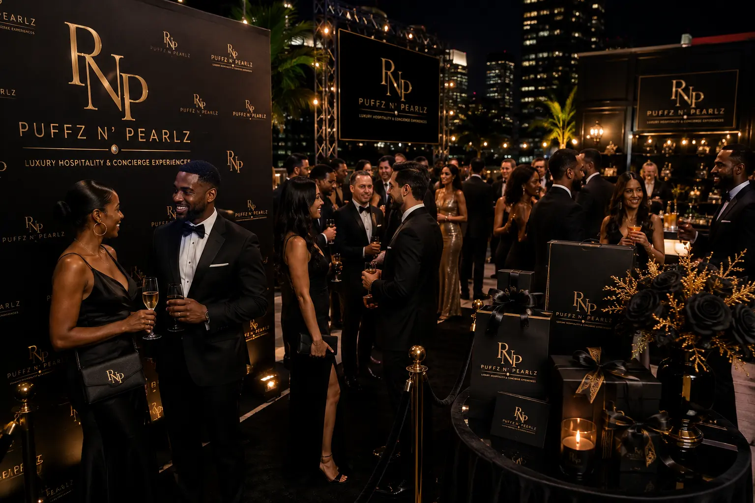 Black carpet arrival at a Puffz N' Pearlz Black Label experience