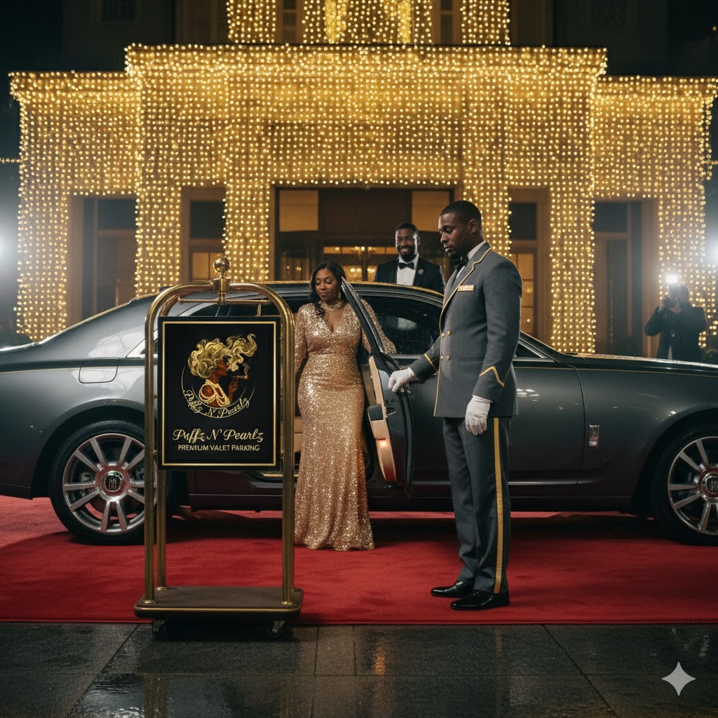 Puffz N' Pearlz premium valet arrival on the red carpet