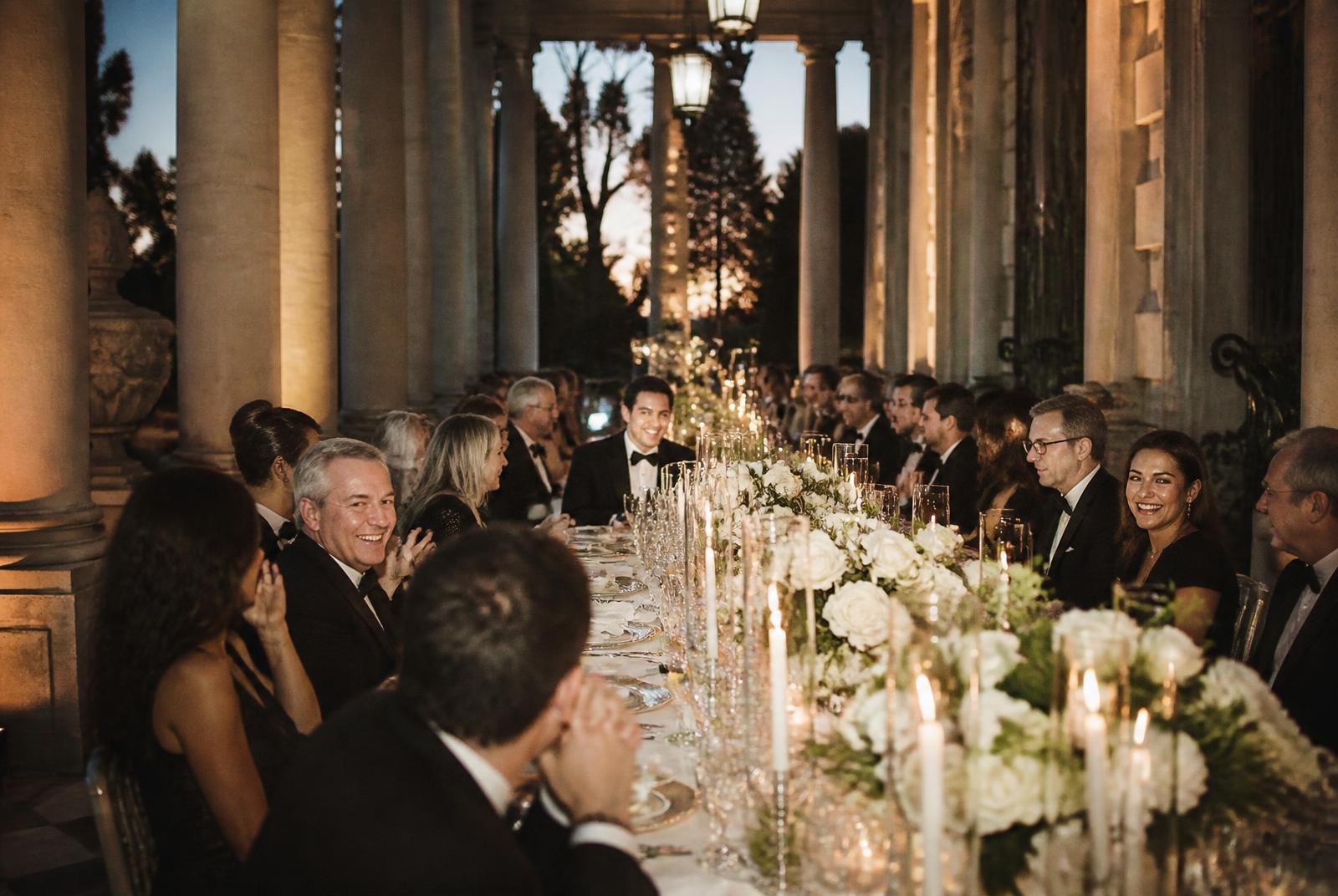Private estate dinner under candlelight